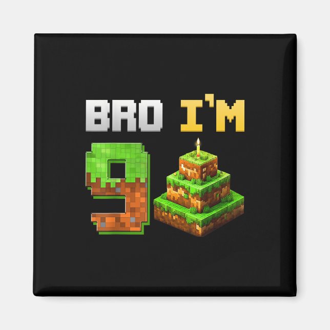 Aimant Enfants Garçon Son 9e Anniversaire Jeu de Bro Pixe (Devant)