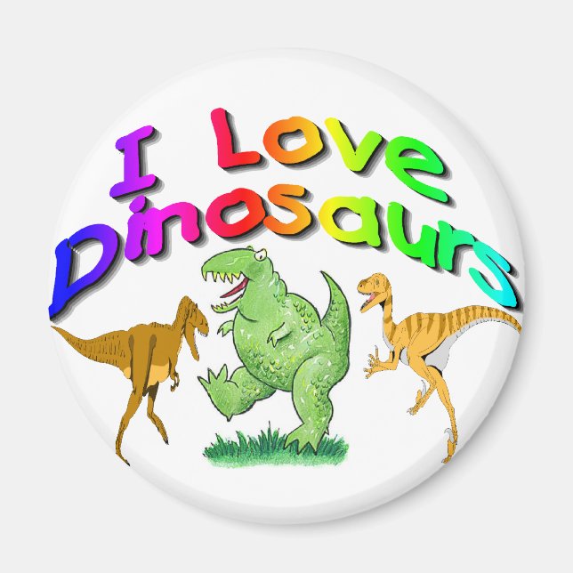 Aimant Enfants "I Love Dinosaures" cadeaux (Devant)