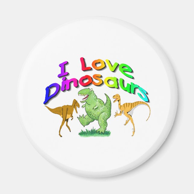 Aimant Enfants "I Love Dinosaures" cadeaux (Devant)