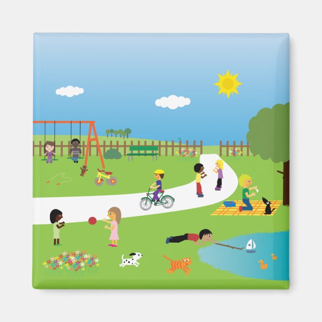 Aimant Enfants jouant dans l'aimant du parc (Devant)