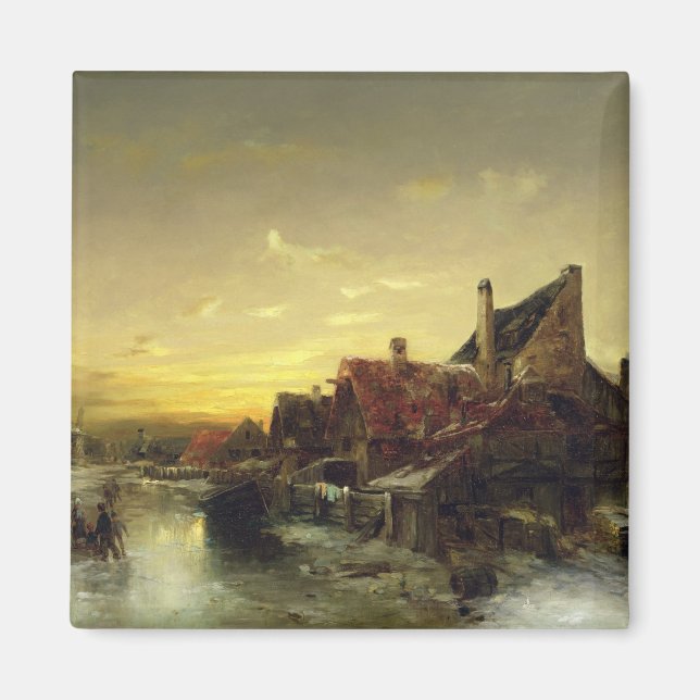 Aimant Enfants jouant sur la glace (Devant)