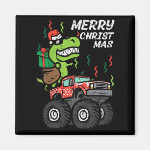 Aimant Enfants Joyeux Noël Dino Monster Camion Xmas Trex