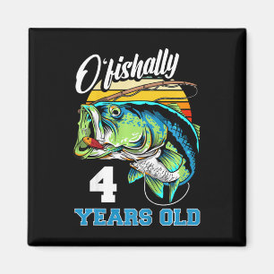 Aimant Enfants officielement 4 ans pêcheur 4ème anniversa
