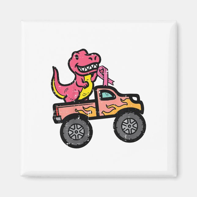 Aimant Enfants Pink Dino Monster Camion cancer du sein de (Devant)