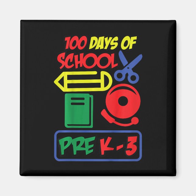 Aimant Enfants Pré K-3 - 100 Jours D'École (Devant)