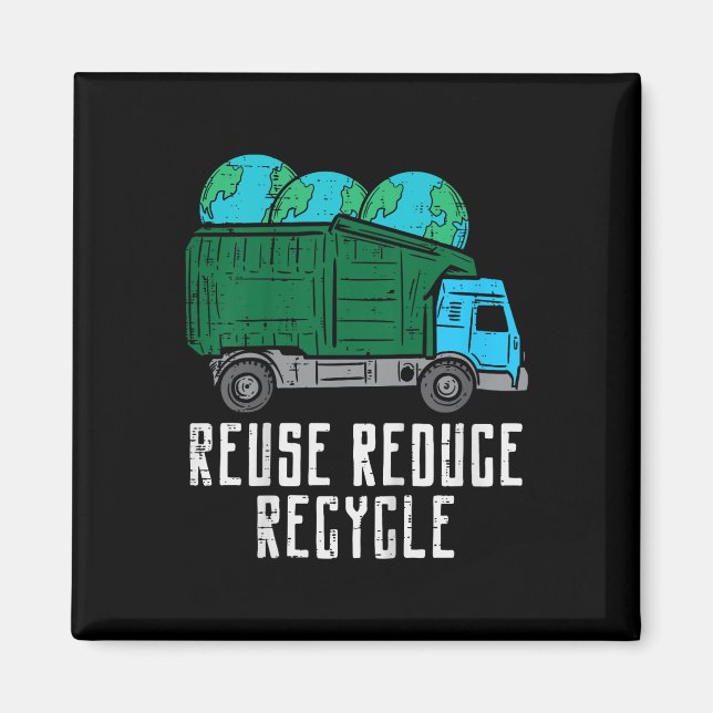 Aimant Enfants réutiliser Réduire Recycle Garbage Truck E (Devant)