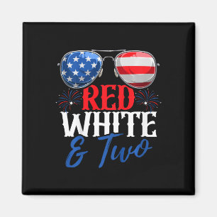 Aimant Enfants Rouge Blanc Et Deux 4 juillet Anniversaire