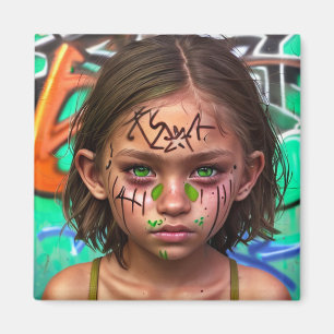 Aimant Enfants tribaux   Urbaine futuriste fille yeux ver