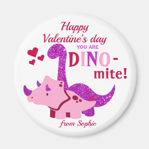 Aimant Enfants Valentines Day Girly Dinosaur Dino-mite