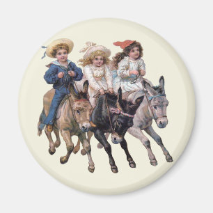 Aimant Enfants victoriens et chevaux