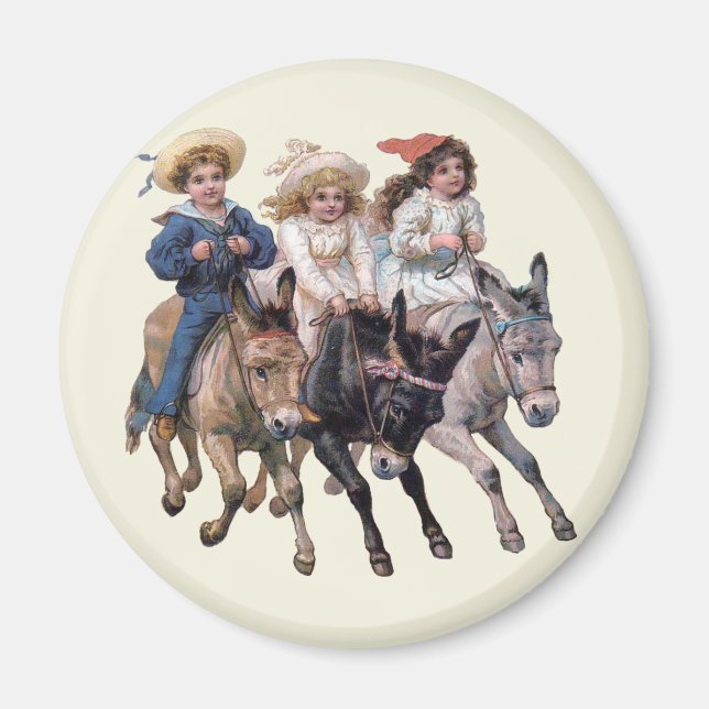 Aimant Enfants victoriens et chevaux (Devant)