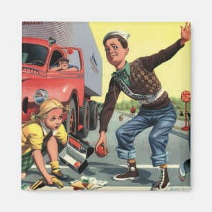 Aimant Enfants vintages, patrouille de sécurité des garço