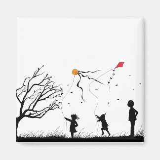 Aimant Enfants volant des kites