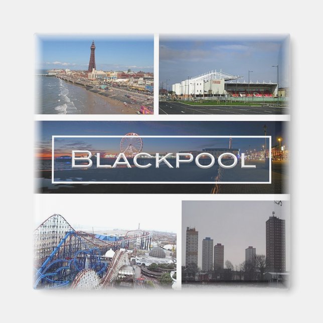 Aimant ENG031 BLACKPOOL, Lancashire, Angleterre, Réfrigér (Devant)