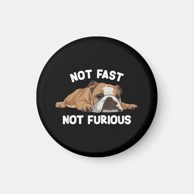 Aimant English Bulldog Sleeping Not Fast Not Furious Funn (Devant)