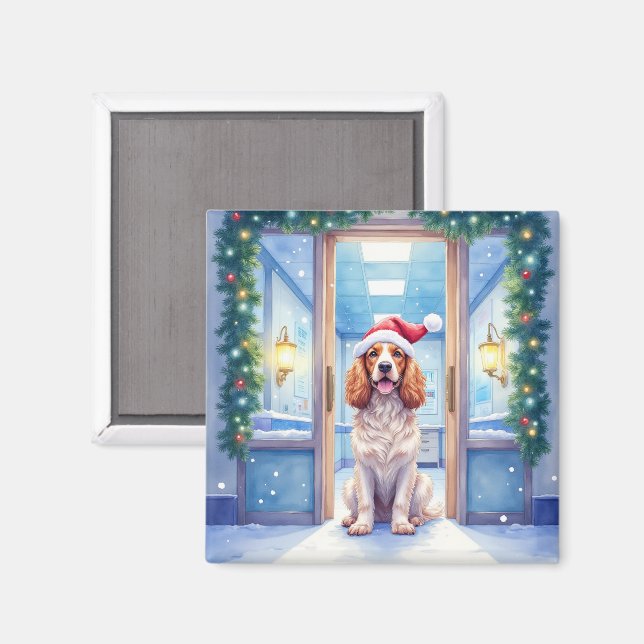 Aimant English Cocker Spaniel Nurse Station Santa Hat (Recto/Verso)