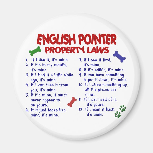 Aimant ENGLISH POINTER, propriété Lois 2 (Devant)