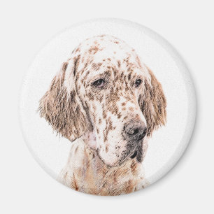 Aimant English Setter Orange Belton Painting Dog Art