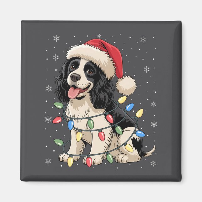 Aimant English Springer Spaniel Dog Christmas Tree Lights (Devant)