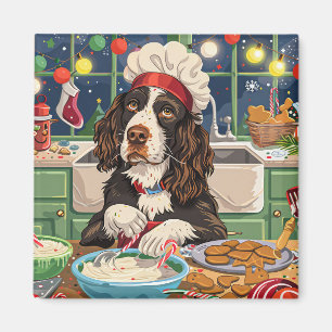 Aimant English Springer Spaniel Fête de fin d'année en cu