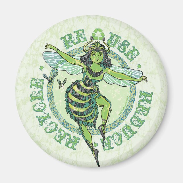 Aimant Engrenage Jour des terres d'abeilles vertes Enviro (Devant)