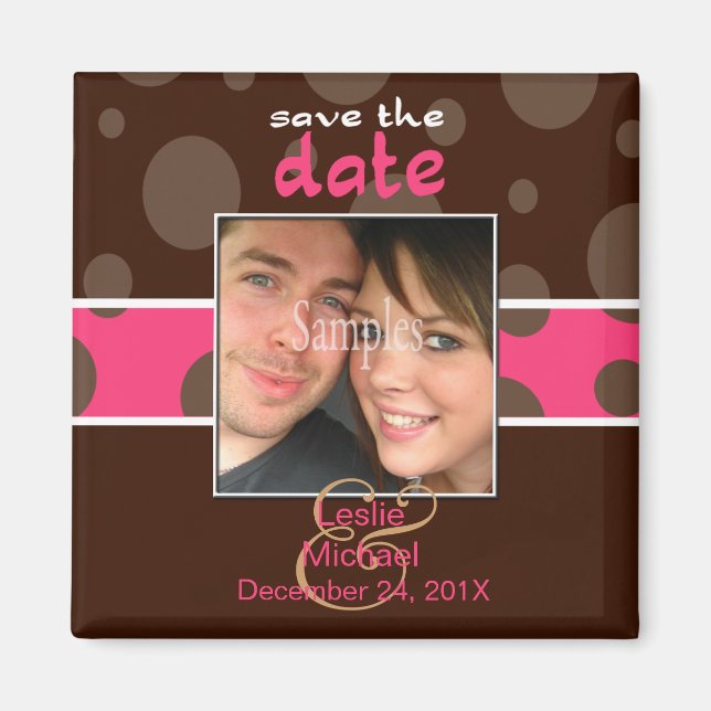 Aimant Enregistrer/Date Photo magnets/bulles de chocolat/ (Devant)