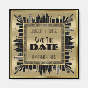 Aimant Enregistrer la date Art Déco Gatsby Glamor Gold Bl
