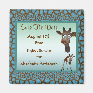 Aimant Enregistrer La Date Baby shower Giraffes & Poster 