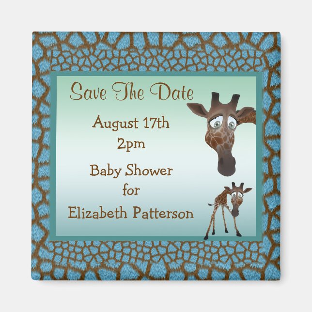 Aimant Enregistrer La Date Baby shower Giraffes & Poster  (Devant)