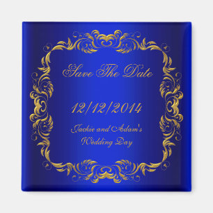 Aimant ENREGISTRER LA DATE  Bleu Royal Or