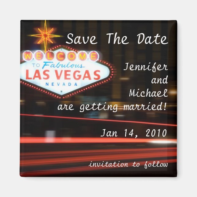 Aimant Enregistrer La Date Destination Las Vegas Mariage (Devant)
