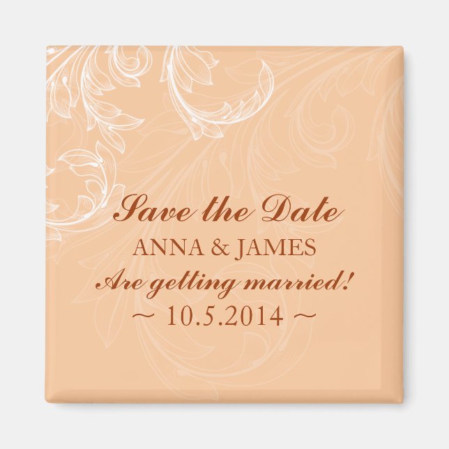 Aimant Enregistrer la date ~Feuille Vintage 3 (Devant)