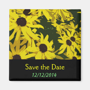 Aimant Enregistrer la date, fleurs de marguerite jaune
