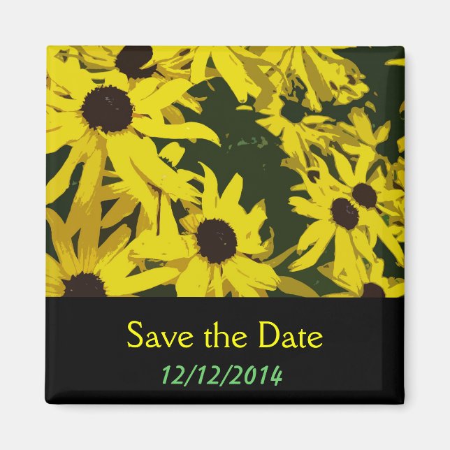 Aimant Enregistrer la date, fleurs de marguerite jaune (Devant)