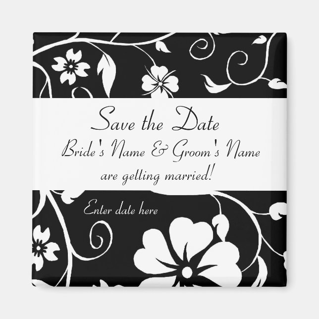 Aimant Enregistrer la date - Floral Mariage Mag... - Cust (Devant)
