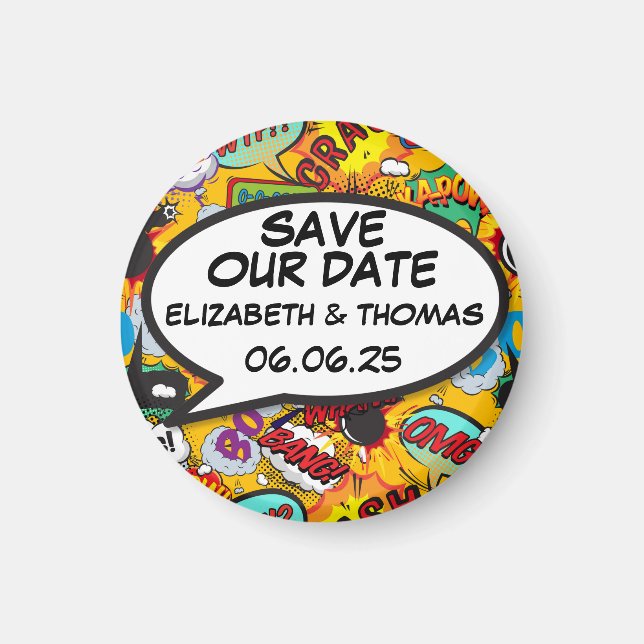 Aimant Enregistrer la date Fun Retro Comic Book Pop Art (Devant)