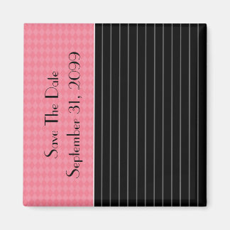Aimant Enregistrer La Date Jacquard Noir Pinstripe Rose T