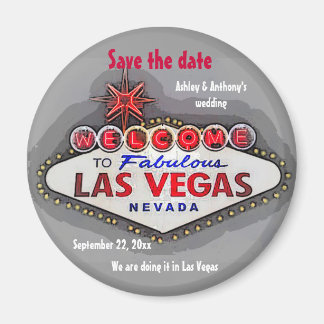 Aimant Enregistrer la date Las Vegas Silver Grey