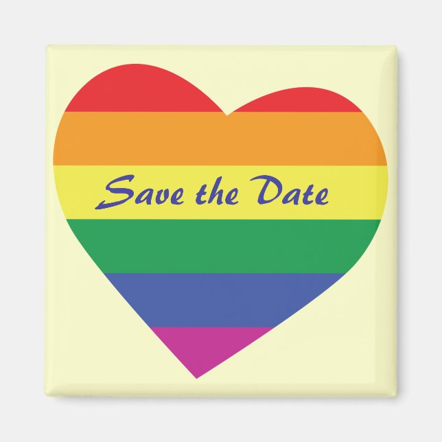 Aimant Enregistrer la date/Mariage/Gay pride Rainbow (Devant)