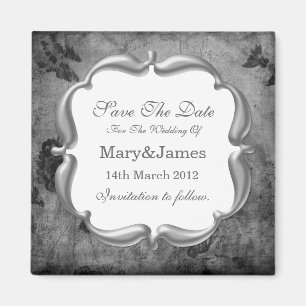 Aimant Enregistrer La Date Mariage Vintage Floral Texture