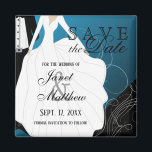 Aimant Enregistrer la date - Mariée et fille - Bleu<br><div class="desc">Enregistrer la date Magnets personnalisés. Idéal pour la fête de mariage, la répétition, la Fête des mariées, la fête de bachelorette et plus encore. Cherchez plus de dessins et de couleurs dans mon magasin. Si besoin est... vous pouvez supprimer tout le texte et recommencer à neuf avec vos propres choix...</div>