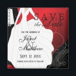 Aimant Enregistrer la date - Mariée et fille - Rouge<br><div class="desc">Enregistrer la date Magnets personnalisés. Idéal pour la fête de mariage, la répétition, la Fête des mariées, la fête de bachelorette et plus encore. Cherchez plus de dessins et de couleurs dans mon magasin. Si besoin est... vous pouvez supprimer tout le texte et recommencer à neuf avec vos propres choix...</div>