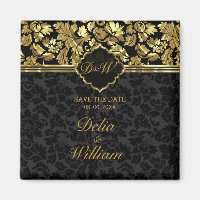Enregistrer La Date - Noir Et Or Damask
