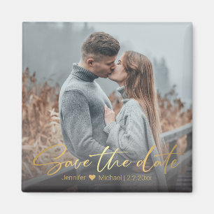 Aimant enregistrer la date, or écriture mariage photo