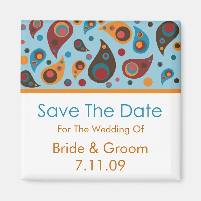 Aimant Enregistrer La Date - Paisley (Devant)