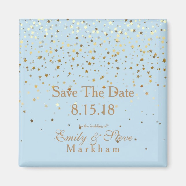 Aimant Enregistrer La Date Petite Golden Stars Magnet-Blu (Devant)