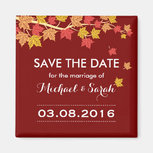 Aimant Enregistrer la date Red Maple Feuille Mariage de a