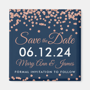 Aimant Enregistrer La Date Rose Parties scintillant Or Co