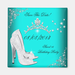 Aimant Enregistrer La Date Sweet 16 Chaussures Turquoise 