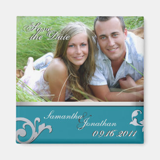 Aimant Enregistrer la date Turquoise & Argent Sparkle Mag